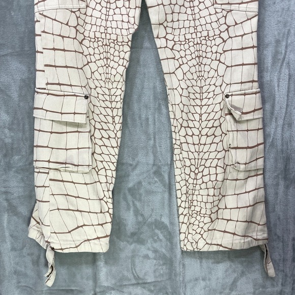 MANIERE DE VOIR Women's cargo Pants Size US 6 Wide Leg Beige Crocodile Print - Picture 11 of 11